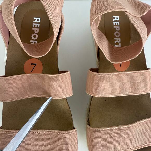 NWT Report Womens Strappy Stretch Open Toe Espadrille Platform Tan Sandals 7 - Picture 6 of 8